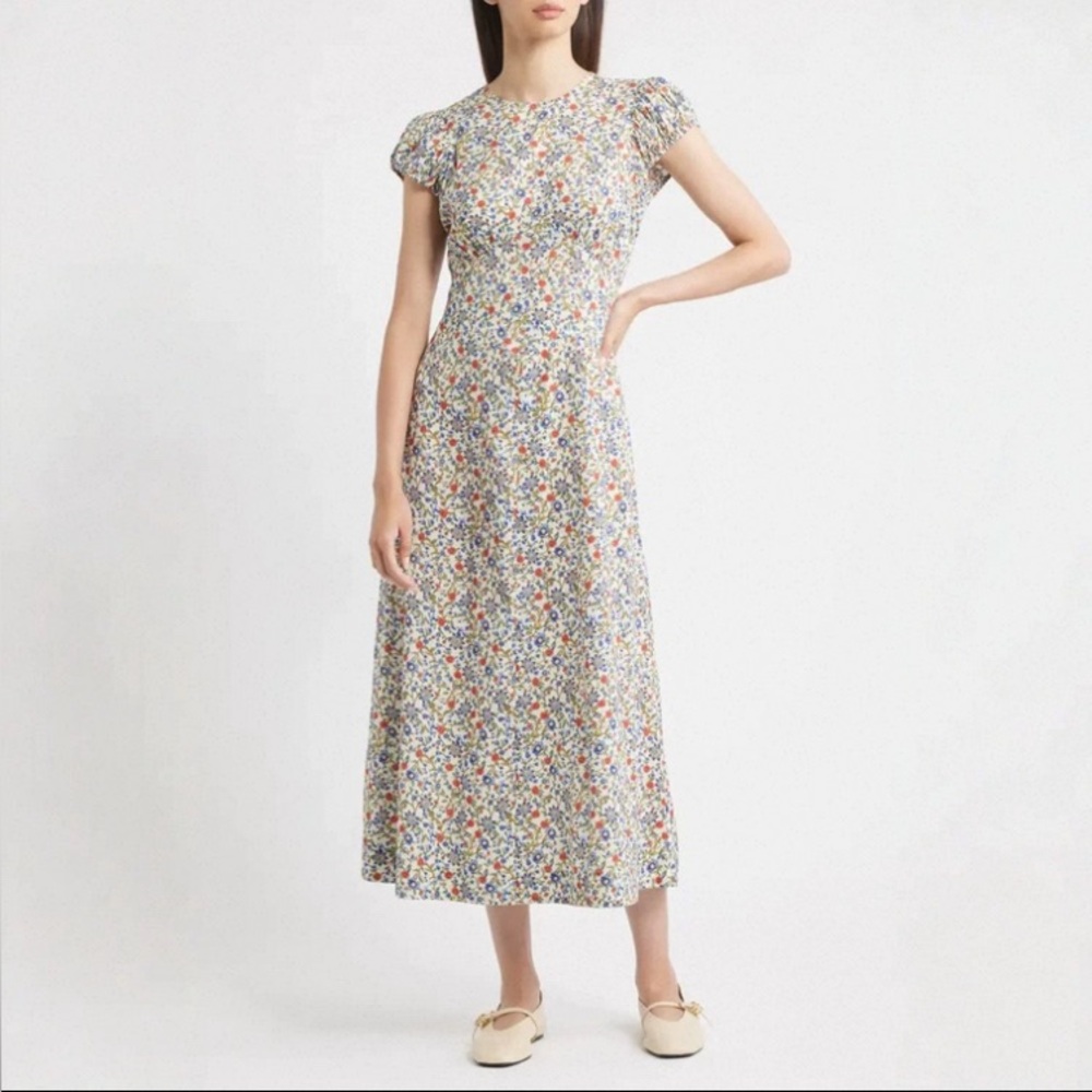 Doen Rhodia floral-print organic cotton-voile midi dress Size S - Picture 4 of 10